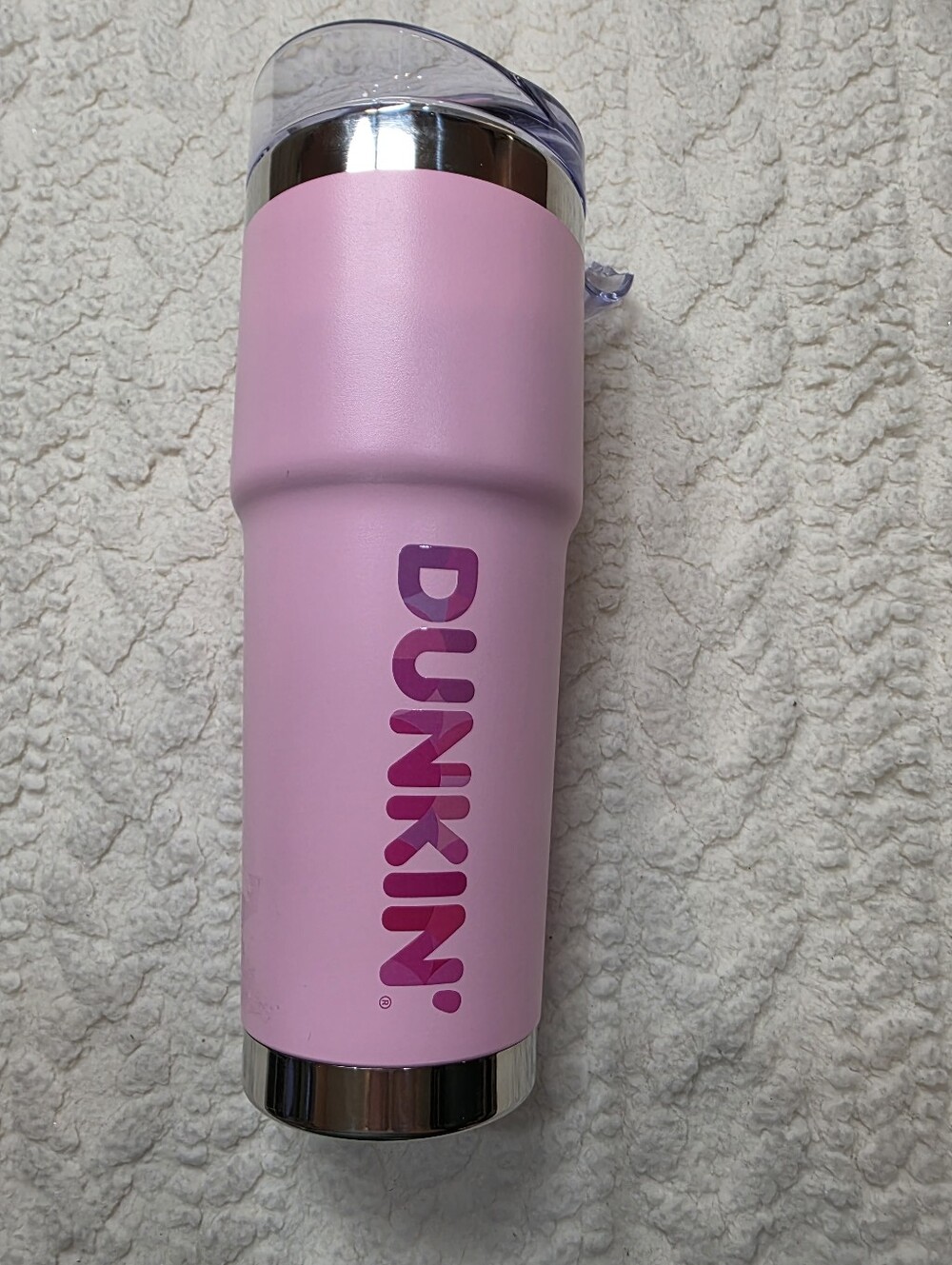 Dunkin Pink 32 oz Insulated Tumbler Cup No Straw Lid Damage
